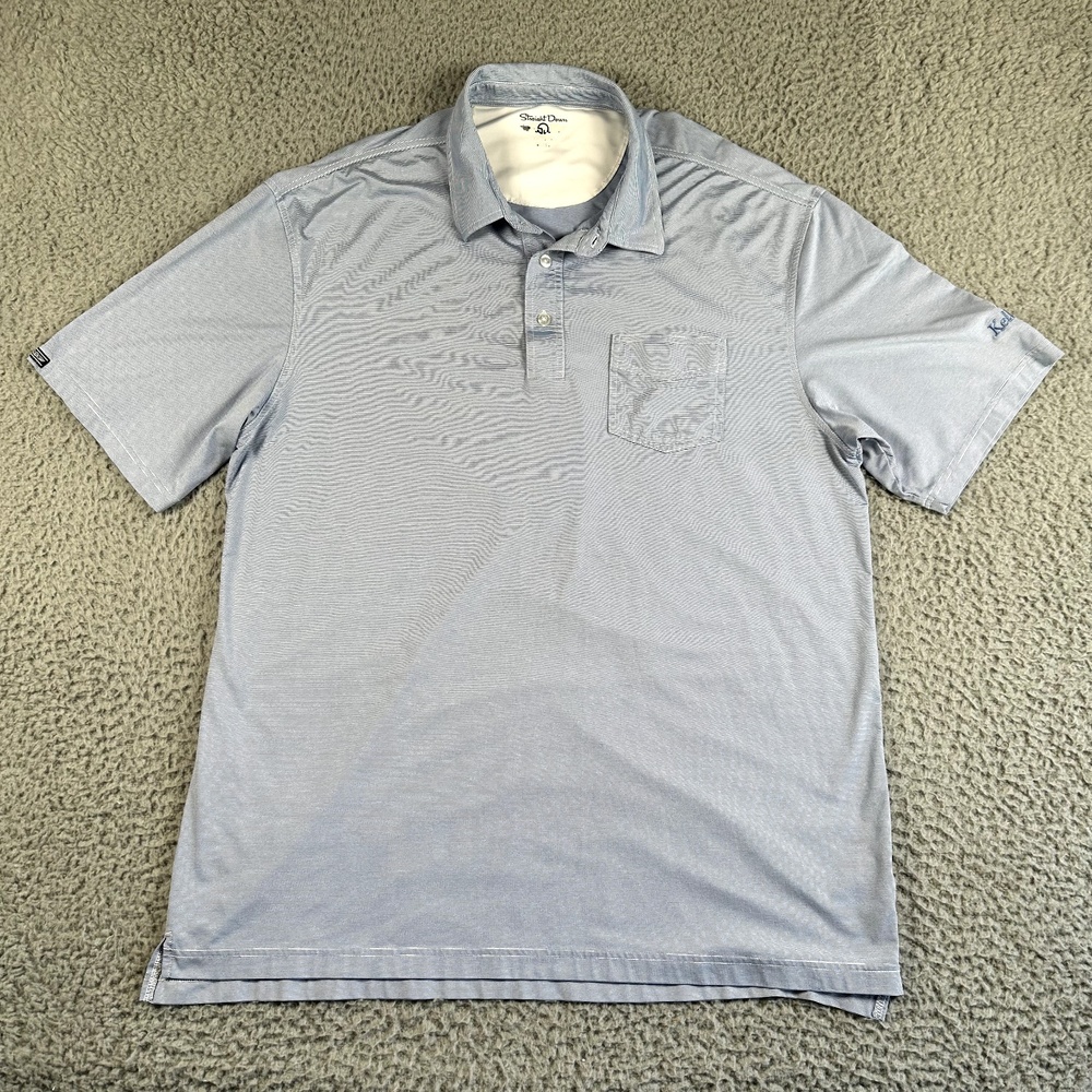 Straight Down Shirt‎ Men's XXL Blue Striped Golf Polo Performance Stretch 2XL